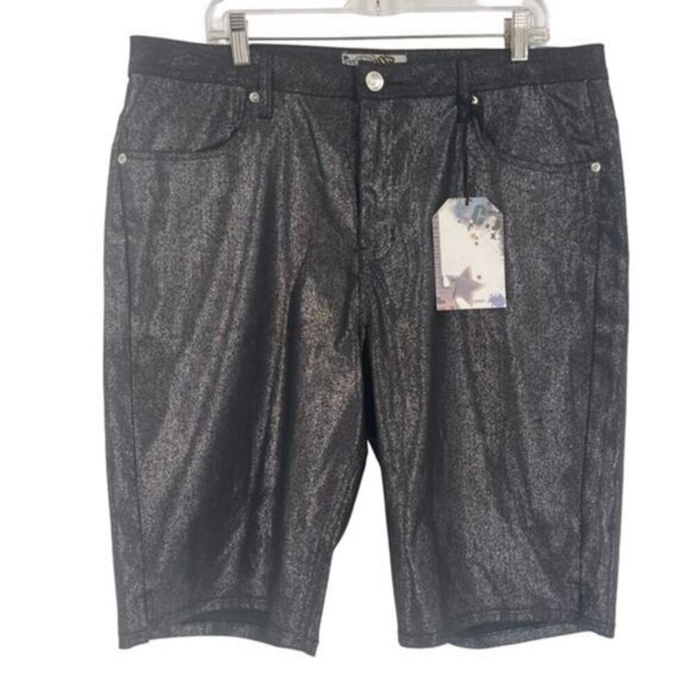 NWT Crest Metallic Studded Black Women's Bermuda Shorts size 19/20